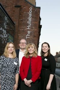 Miranda Thain, Daren Henley, Sharon Paterson and Laura Case outside The Hullabaloo