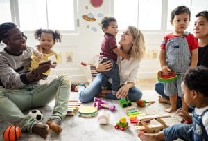 Stock image of families with musical instruments
