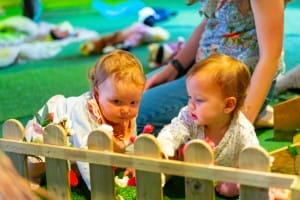 Two babies exploring Fairytale Forest