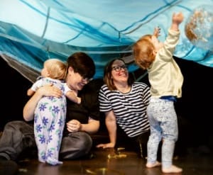 Children and their parents playing during the After Party show