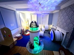 Various play objects within a room at the museum