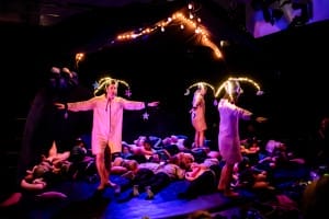 Children laying on the floor on the set of The Sleep Show