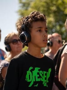Boy wearing headphones